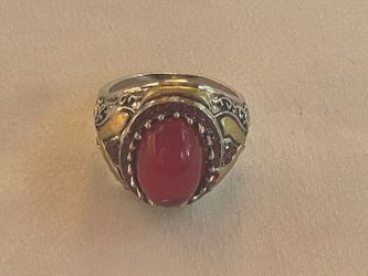 New Inlaid Red Emerald Men's Ring Turkey Retro Domineering Personality Ring To Attend The Banquet High-quality Jewelry