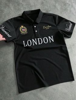 Black and white London Graphic Polo Shirt