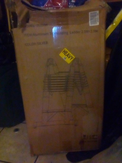 Aluminum Telescoping Ladder 2.5M+2.5M Model ZL0908, Color Silver