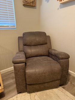 Grey Faux Leather Recliner Chair