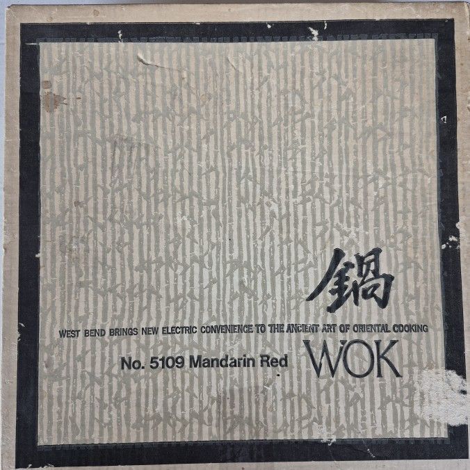 Vintage West Bend Electric Wok New In Box #5109 Mandarin Red Porcelain Enamel