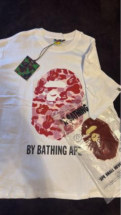 BAPE Pink/red Camo white tee