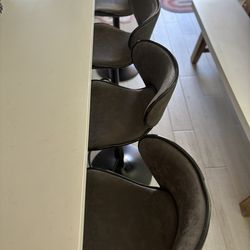 Set of 4 Grey distressed Leather 1/2 back Adjustable Countertop /Bar Stools-$175