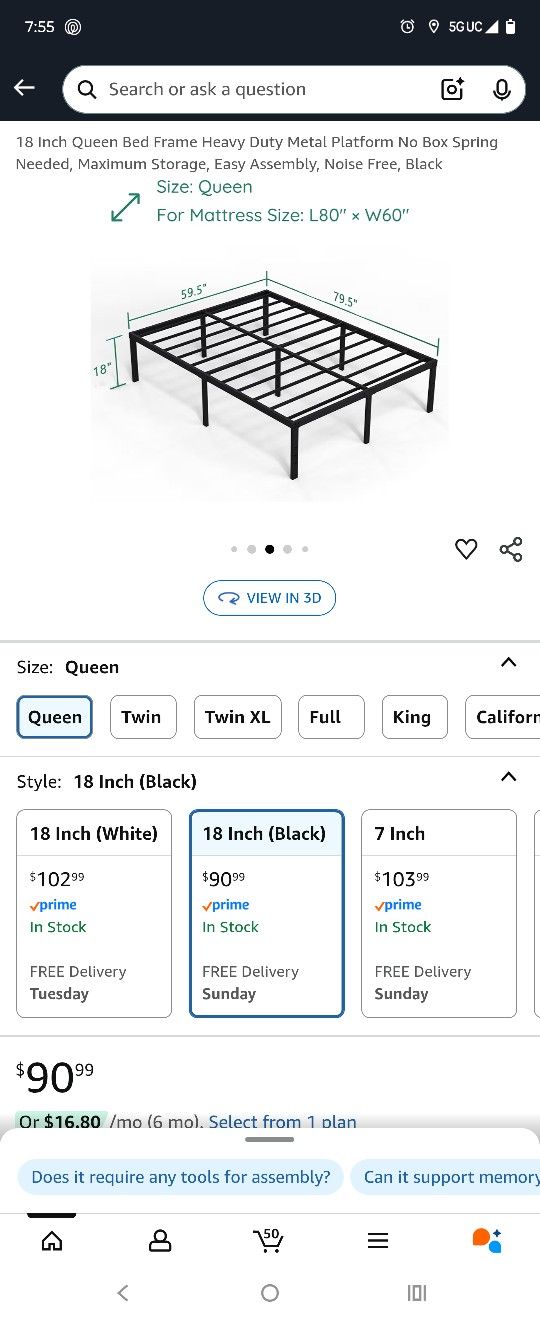 Queen Size Metal Bed Frame