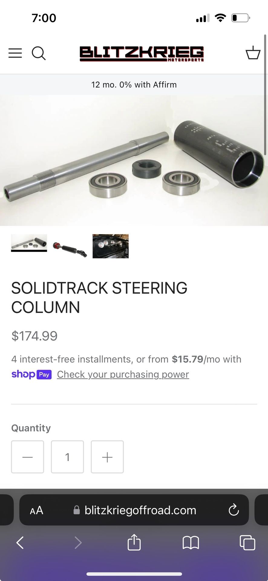 Solid track Steering Column 