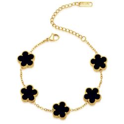 5 Petal Clover Bracelet - Black 