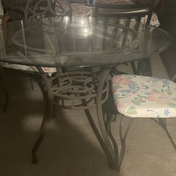 Glass Top Table W/ 2 Chairs 