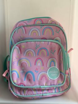 Mibasies Kids Rainbow Backpack Pink Mint Multicolor Lightweight Adjustable Strap