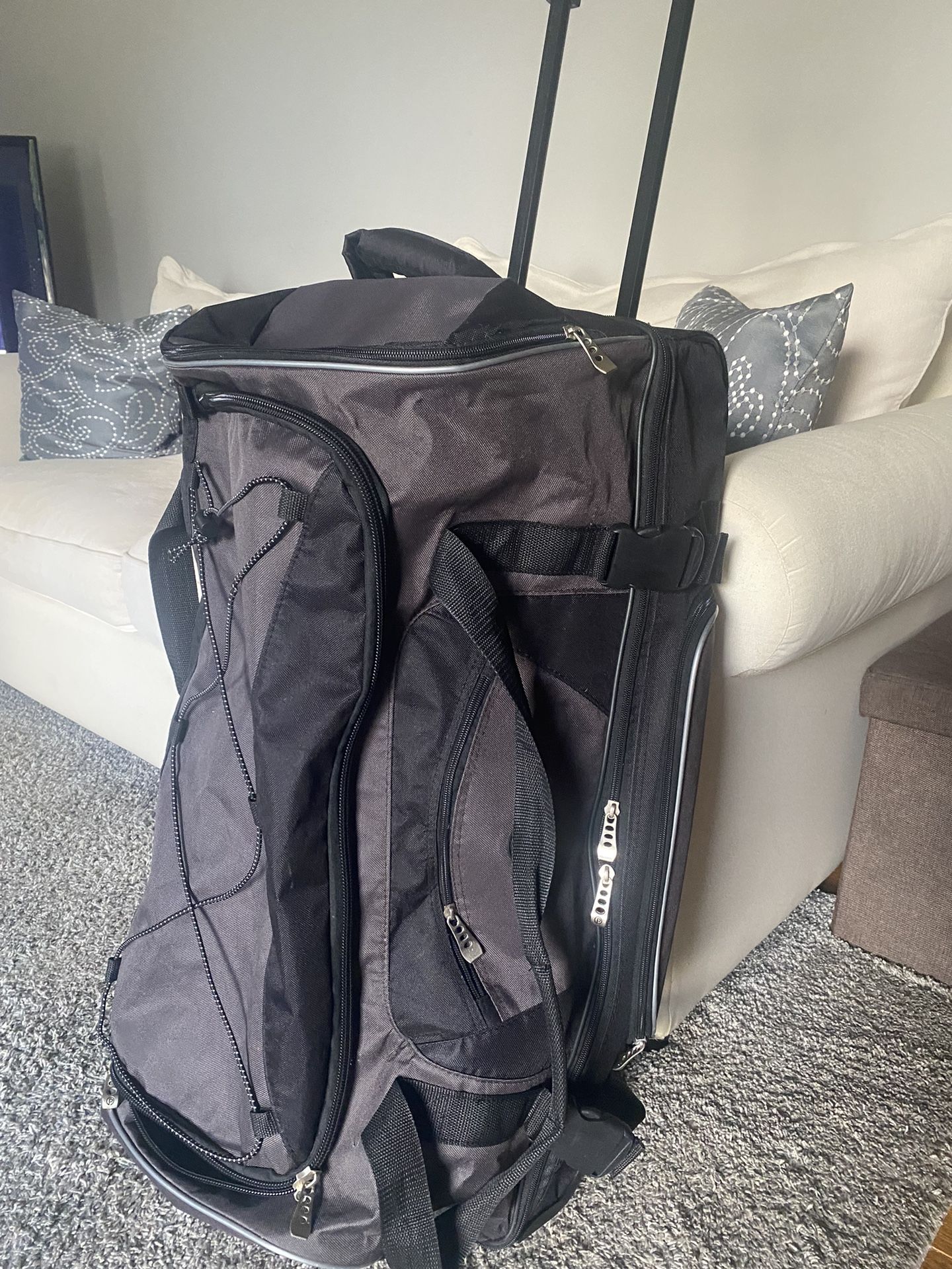 Black And Gray Rolling Duffle Bag 