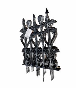 Halloween Decoration Set Of 3 Skeleton Faces Fence Pieces Plastic Home Decor
