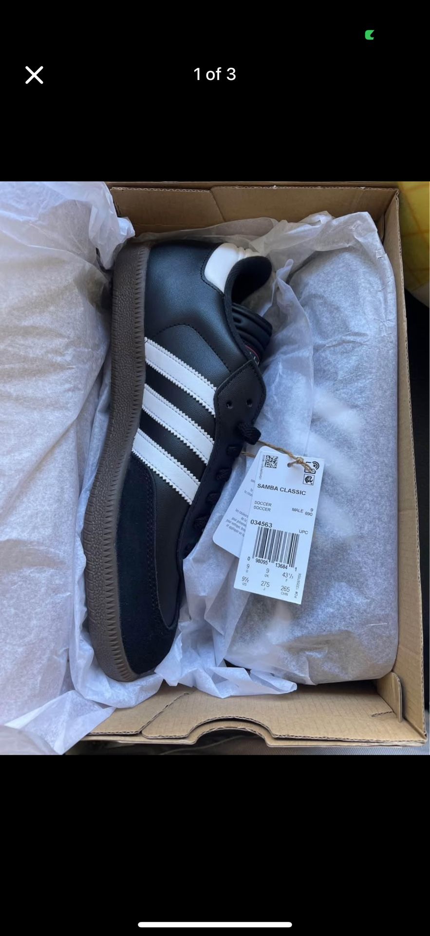 Brand New adidas Men's Samba Classic Indoor Soccer Shoes size 9 1/2.