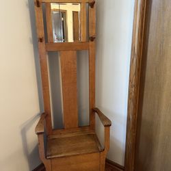 Antique Hall Tree With Bench Seat