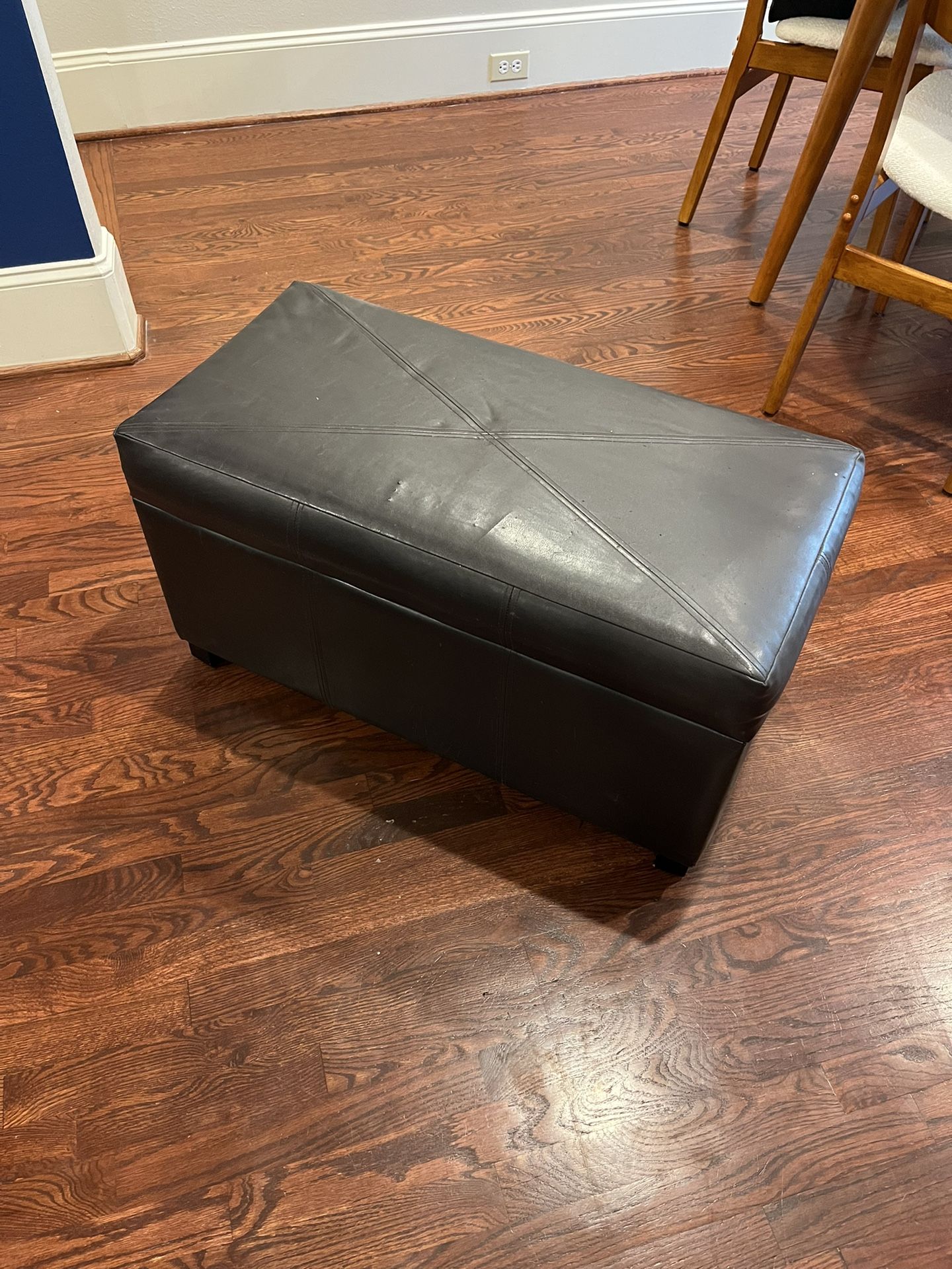 Dark Brown Faux Leather Storage Ottoman