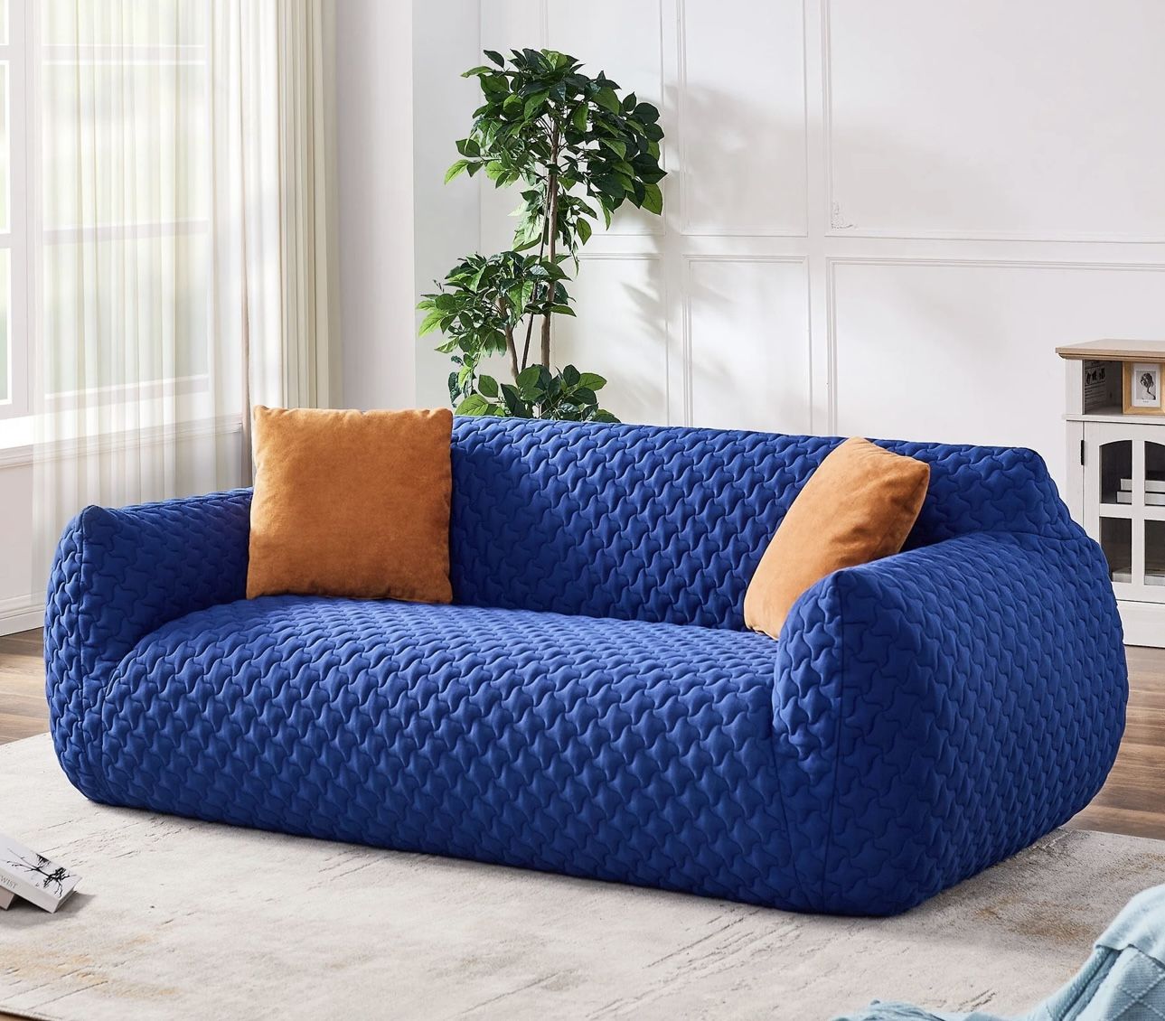 HL0134 Loveseat Sofa Couch, Modern Floor Couch 3-Seater Sofa with 2 Pillows