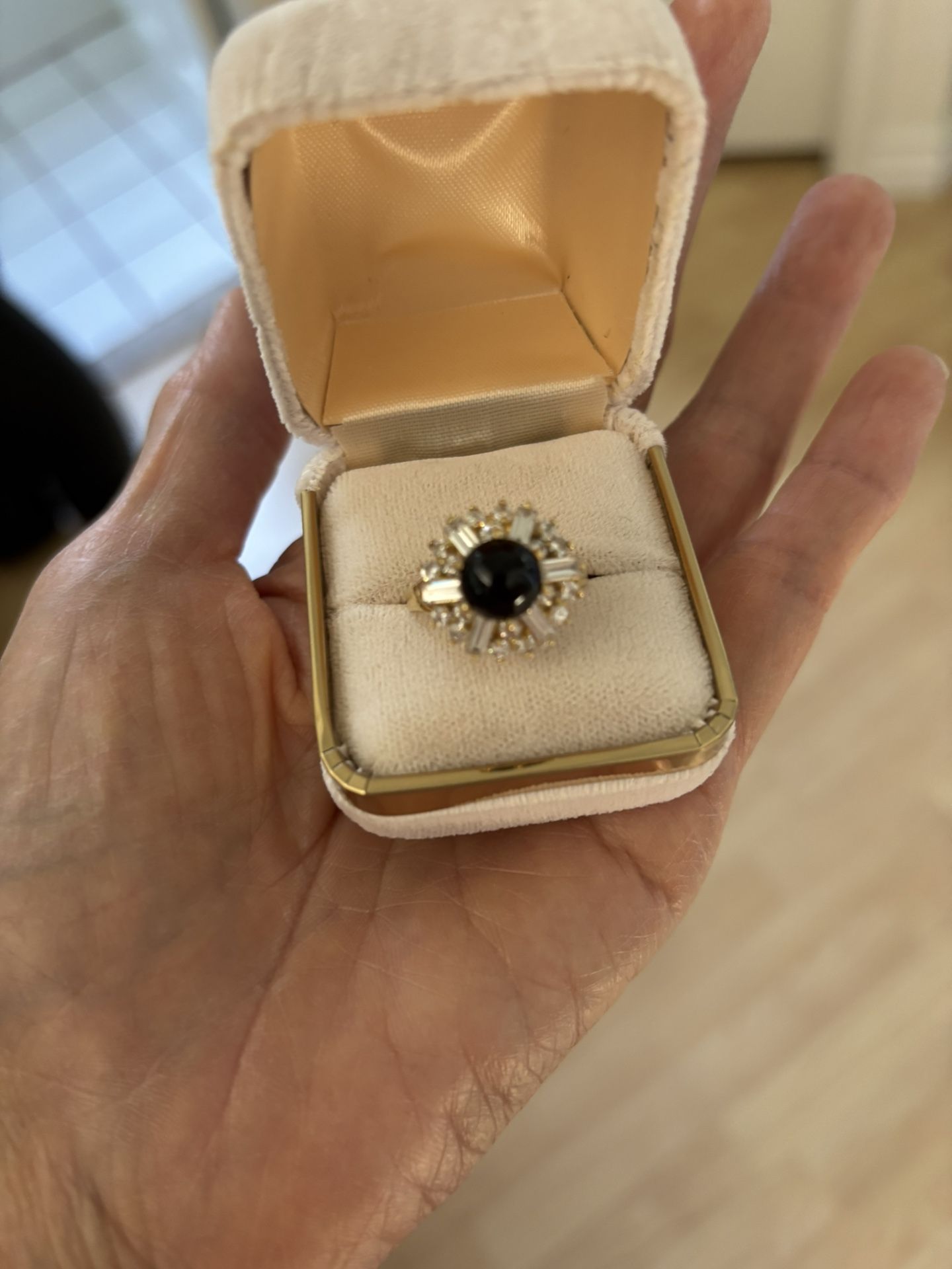 14k Gold Onyx and CZ Ring