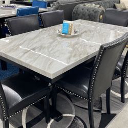 Tanner Black and White Dining table marble design ❤️✨ we have delivery🚛👍🏻 today $49 down Price: $799