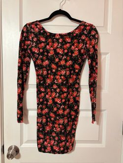 Forever 21 Floral Long Sleeve Bodycon Mini Dress
