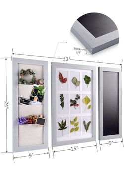 24 x 33 Inches Wall Mount Decoration Assortment with Poster Picture Frame Collage, Magnetic Chalkboard, Storage Pocket $40