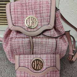 Guess Pink Backpack With Matching Wallet 