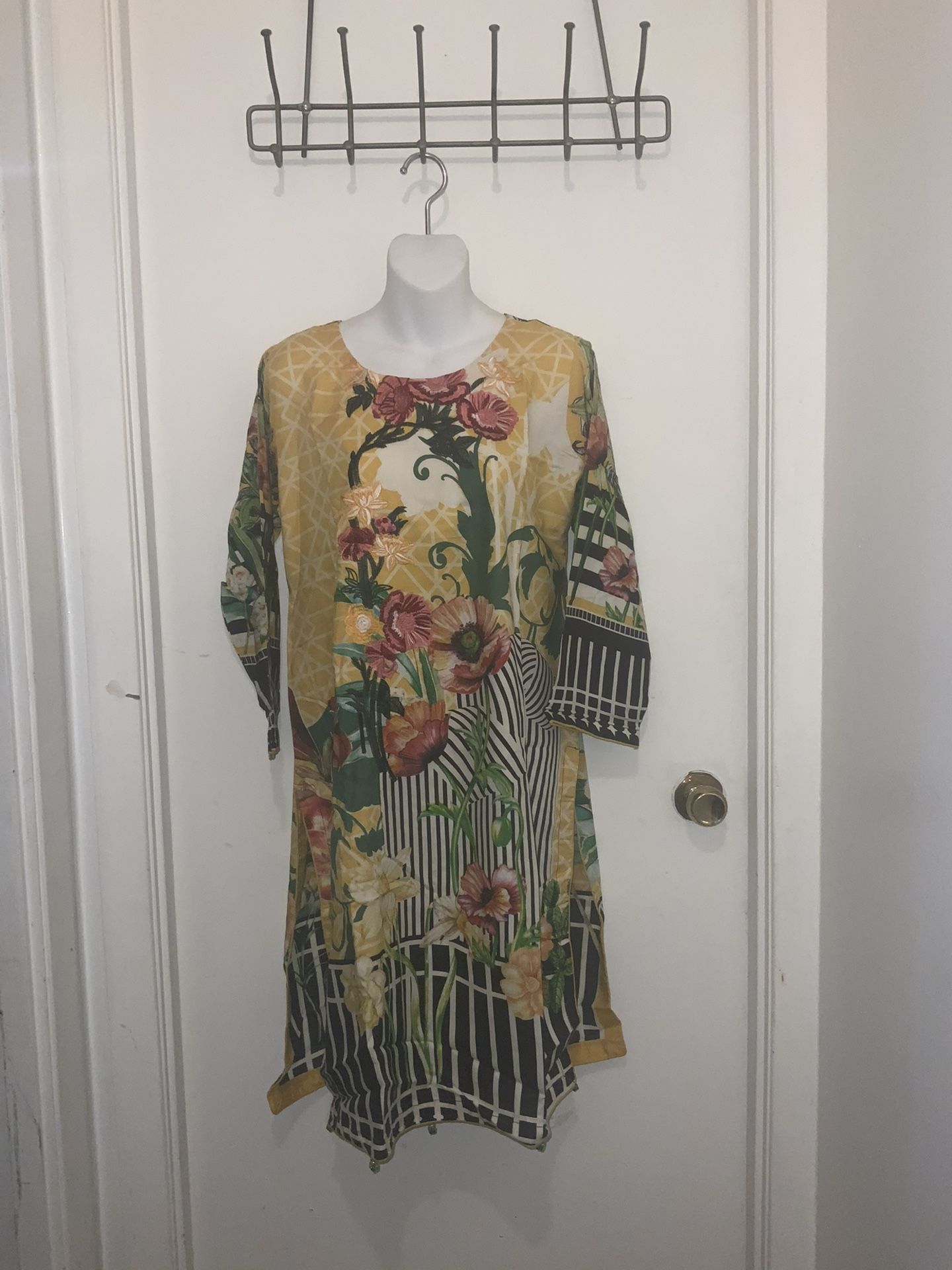 Yellow Printed Shirt + Trouser 3 Piece 