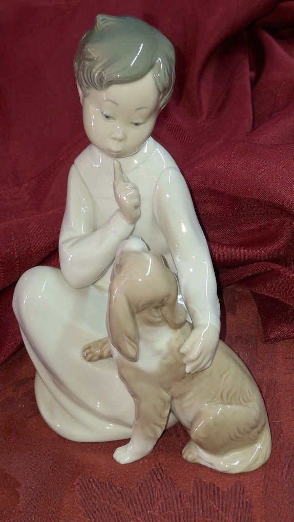 Lovely Rare Lladro Boy wih Dog Porcelain Figurine No 4522 Made In Spain L11F301