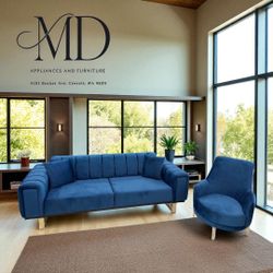 Modern Blue Sofa Anda Armchair 