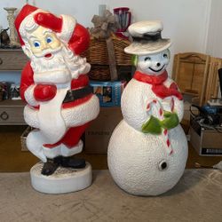 Frosty And Santa Light Up Outside Decorations Or Inside