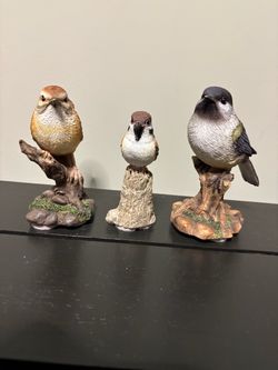 Set of 3 Resin Bird Figurines
