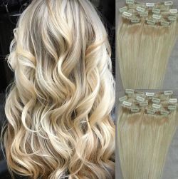 Hair Faux You 18",20",22",24"  Clip in Human Hair Extensions, 7 pieces, 14 clips #60 White Blonde