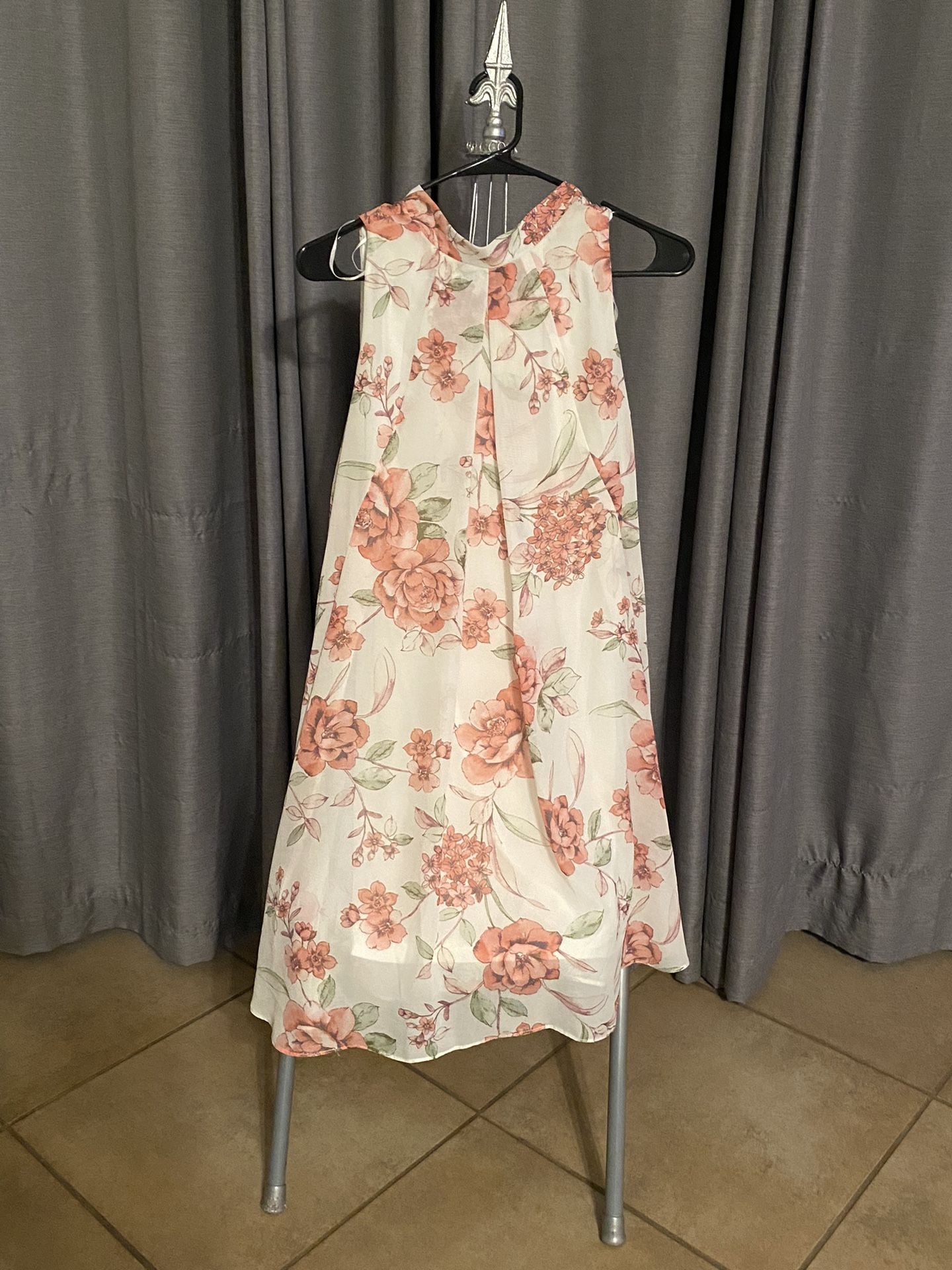 Loose Floral White With Pink Dress