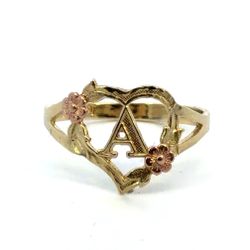 Woman’s Ladies 14k Two Toned Rose Yellow Gold Initial A In A Heart Ring Size 9 GP3121803
