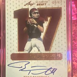 RYAN TANNEHILL /17 SIGNED 2012 Leaf Ultimate Draft Bronze Numeration RC FOOTBALL CARD