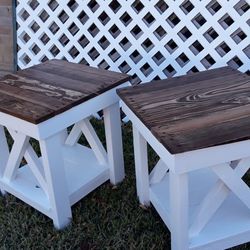 Rustic farmhouse style end tables $100 for both