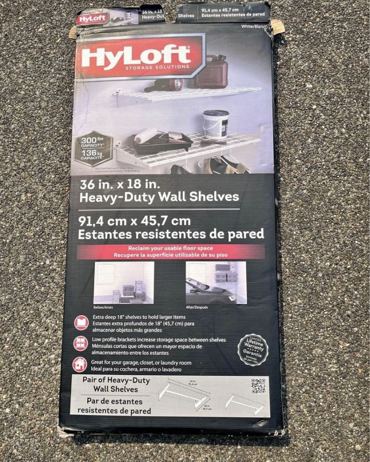 Hyloft 36-Inch X 18-Inch Adjustable Steel Wall Shelf with Hanging Rod