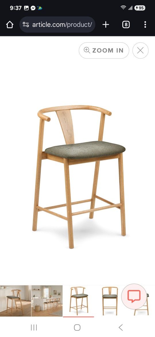 Fonra Algonquin Green Oak Counter Stool