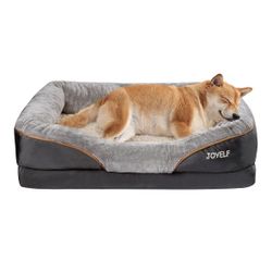 JOYELF Large Memory Foam Dog Bed, Orthopedic Dog Bed & Sofa with Removable Washable Cover and Squeaker Toy as Gift