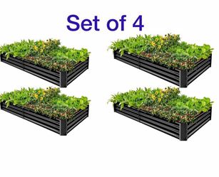 Land Guard 4. Pack 8×4×1ft Galvanized Metal Raised Garden Bed, Metal Planter Kit Box Outdoor for Deep-Rooted Vegetables, Flowers,—4/1