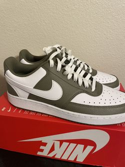 Nike Court Vision Lo Shoes Mens 9 Medium Olive White 