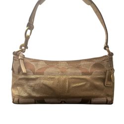 Coach Signature Gold Stripe Shoulder Bag 