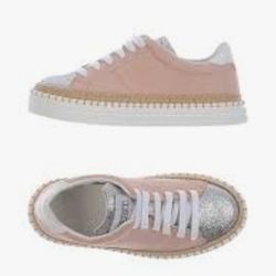Girl's Hogan Rebel Leather Pink Sneakers, size 1.5Y US (8") Youth, 33 European