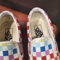 Vans Classic Slip On Rainbow Checkerboard Skate Shoe Sneaker
 men's 7.5  /// woman 9
