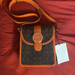 Coach Orange And Brown Small Crossbody 