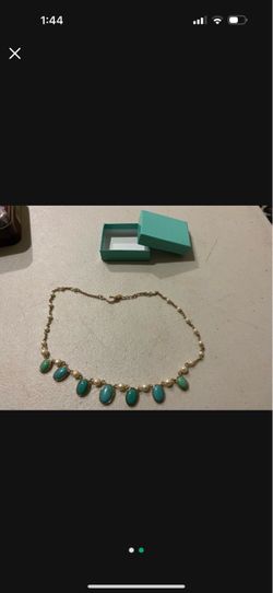 Turquoise and Pearl Gold-Tone Statement Necklace