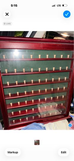 Wooden golf ball holder with glass case