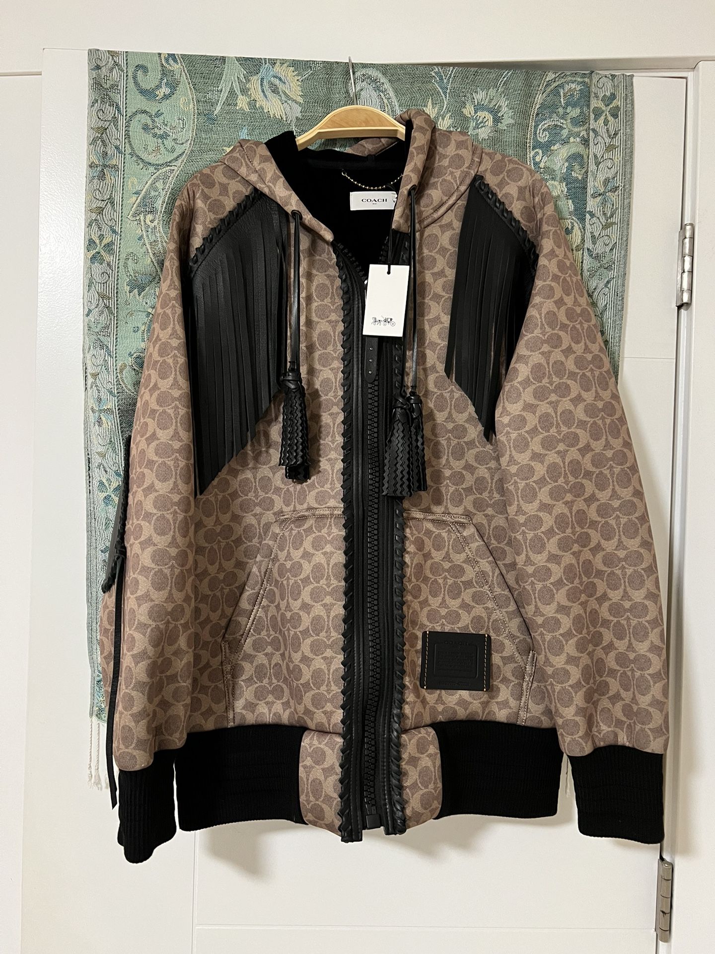 Coach Signature "Couch" Hoodie Brown Multicolor Sz Med