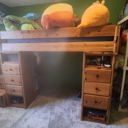 Solid Wood Full Size Loft Bed Set
