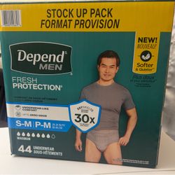Depend Fresh Protection Adult Incontinence Underwear for Men, Small/Medium - Grey, 44 ct.