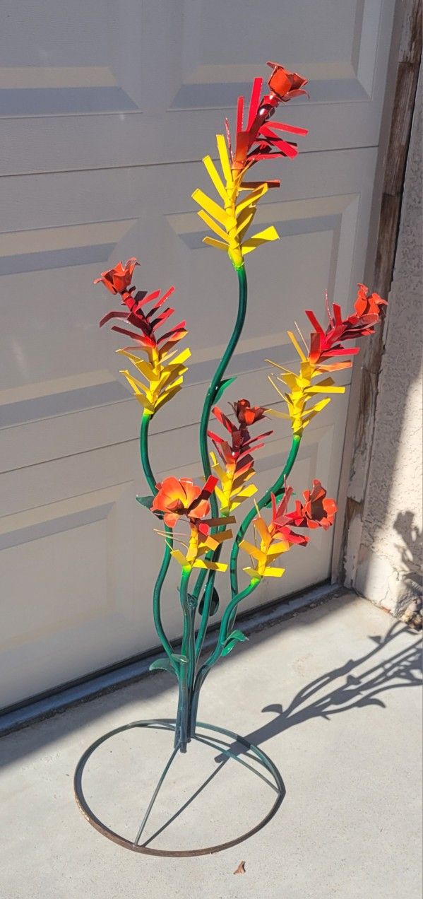 Large Over 4 Feet Tall Ocotillo Decorative Vibrant Colorful Metal Yard Art