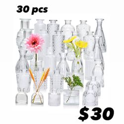 30 Glass Bud Vases NEW