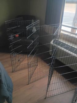 8 Panel Dog Play Pen, 17" Dog Tie-Out Stake and Cable Kit, 100ft leash-rope